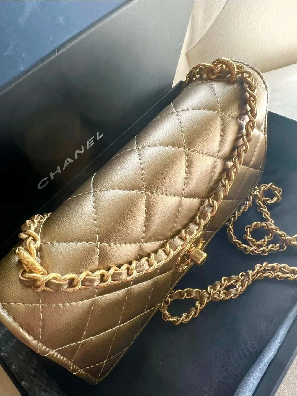 Chanel Metallic Gold Wallet on chain WOC